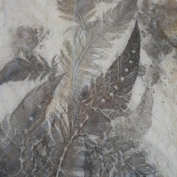 Brittany Black Women's Size L Cream Gray Fairy Grunge Lace Bedazzled Y2K Top - Picture 9 of 11